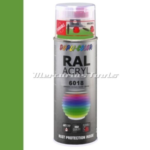 Acryl lak RAL6018 Geelgroen hoogglans in 400ml spuitbus -Duplicolor