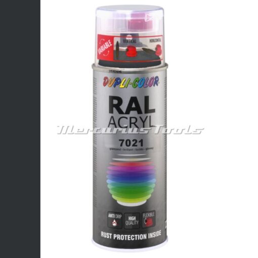 Acryl lak RAL7021 Zwart Grijs hoogglans in 400ml spuitbus -DupliColor