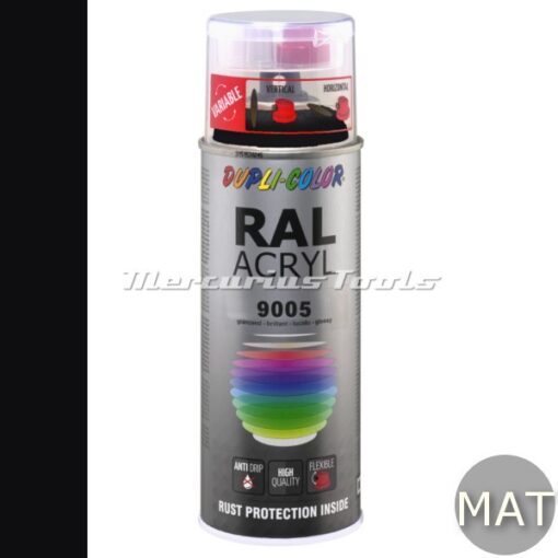 Acryl lak RAL9005 Diep Zwart mat in 400ml spuitbus -DupliColor