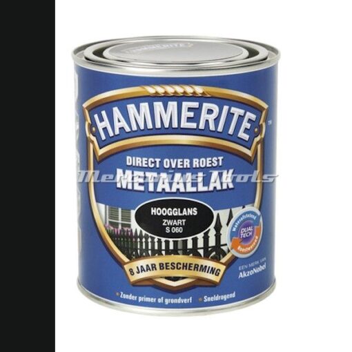 Hoogglans anti roest lak zwart S060 750ml -Hammerite