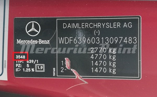 Kleurcode Mercedes Vito 2013 kleurcode sticker autolak kleur achterhalen Mercurius Paint
