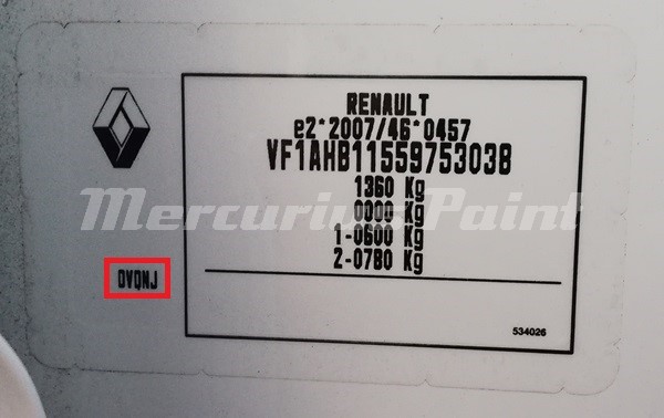 Kleurcode Renault twingo 2018 kleurcode sticker autolak kleur achterhalen Mercurius Paint