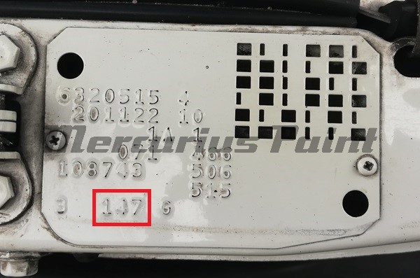 Mercedes C klasse 1986 kleurcode sticker autolak kleur achterhalen Mercurius Paint
