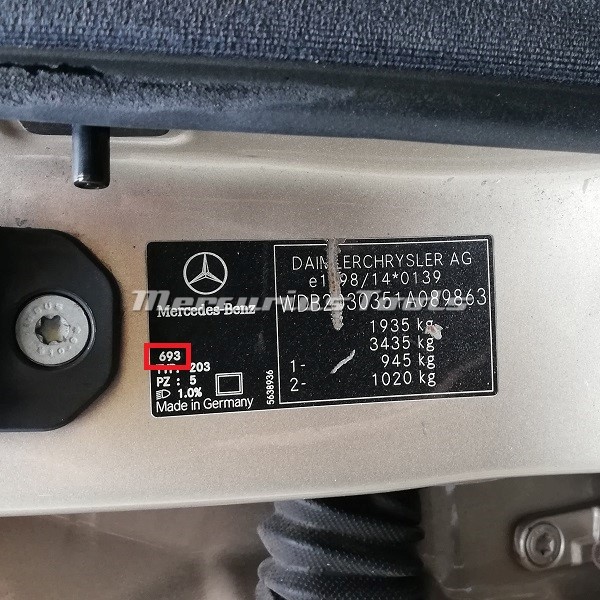 Mercedes C klasse W203 kleurcode 693 Travertin Beige 2001 Mercurius Tools