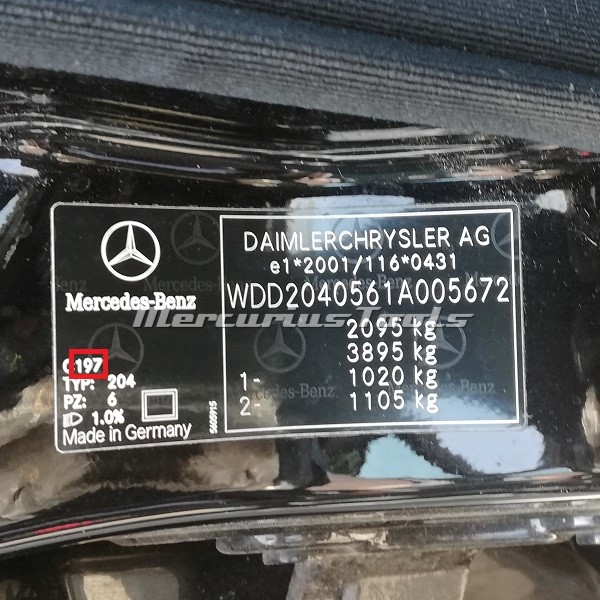 Mercedes C klasse W204 kleurcode 197 Obsidian Schwarz 2010- Mercurius Tools