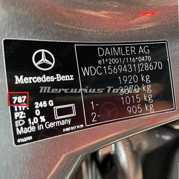 Mercedes GLA Klasse kleurcode 787 Mountain Grey M. Moutaingrau 2016 -Mercurius Tools