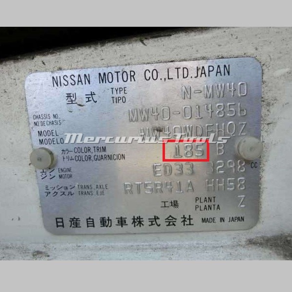 Nissan Patrol kleurcode 185 1999 - Mercurius Tools