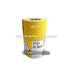 Schuurpapier op rol K120 115mm x 4,5m geel -Klingspor PS30D