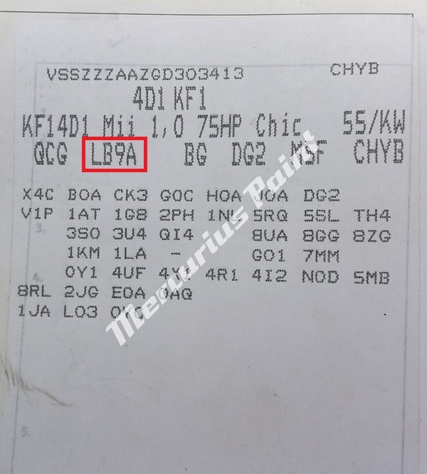 Seat MII 2015 kleurcode sticker autolak kleur achterhalen Mercurius Paint