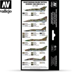 Sovjet – Russische gevechtsvliegtuigen modelbouwverf set 8 delig Vallejo VAL-71.609 achterzijde