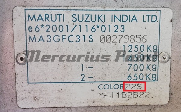Suzuki Alto 2010 kleurcode sticker autolak kleur achterhalen Mercurius Paint