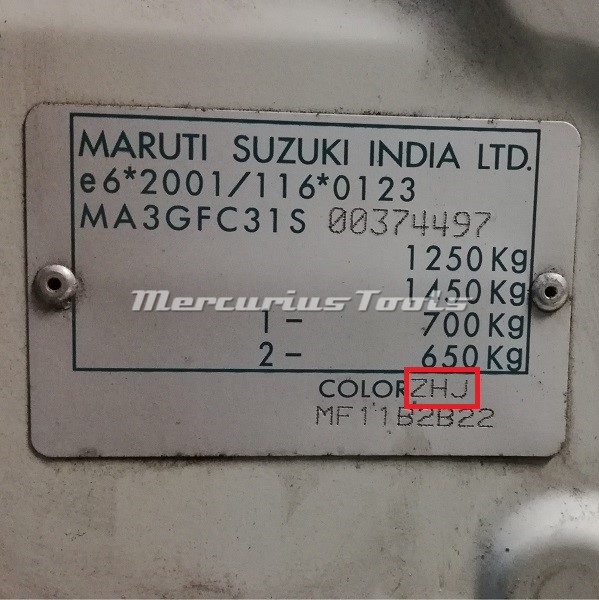 Suzuki Alto kleurcode ZHJ Arctic White Pearl 2001 - Mercurius Tools