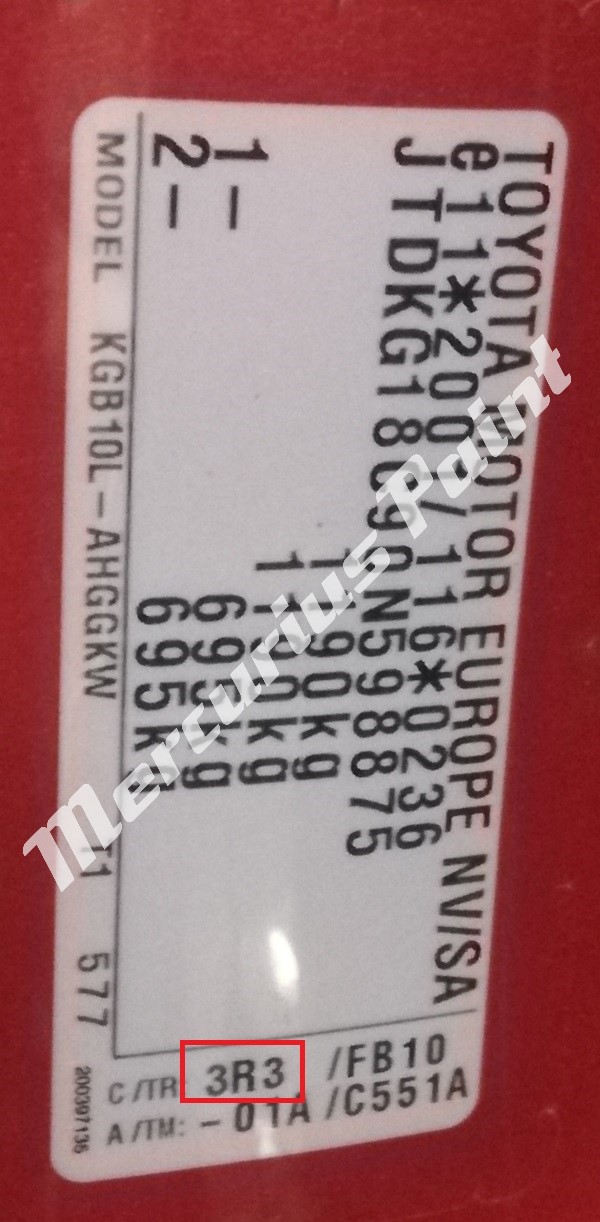 Toyota Aygo 2011 kleurcode sticker autolak kleur achterhalen Mercurius Paint