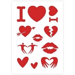 Valentijn symbolen A4 stencil 350x230mm QBIX